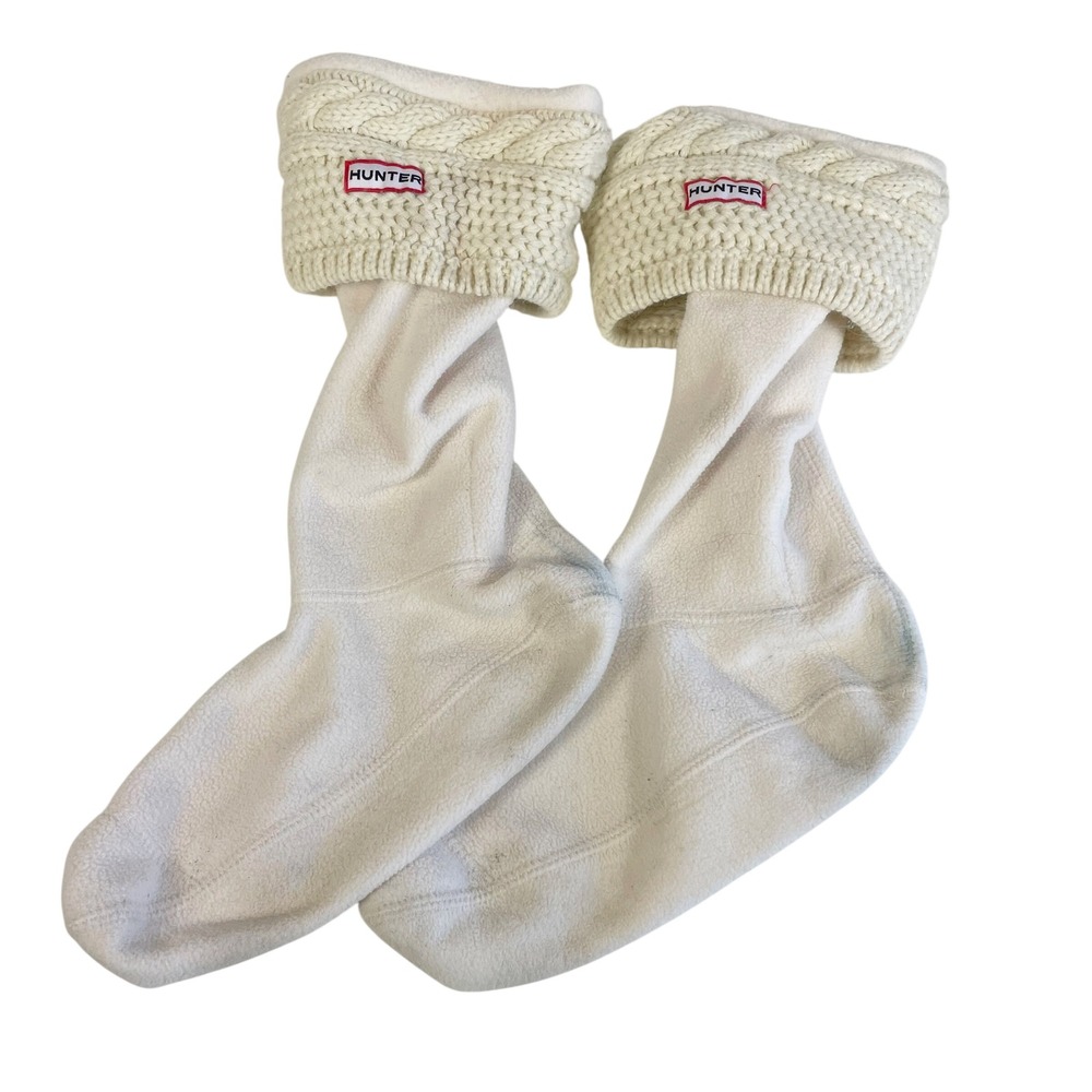 Hunter Cable Knit Cuff Tall Boot Socks Beige Size ML Womens Ladies 8-10 Comfy